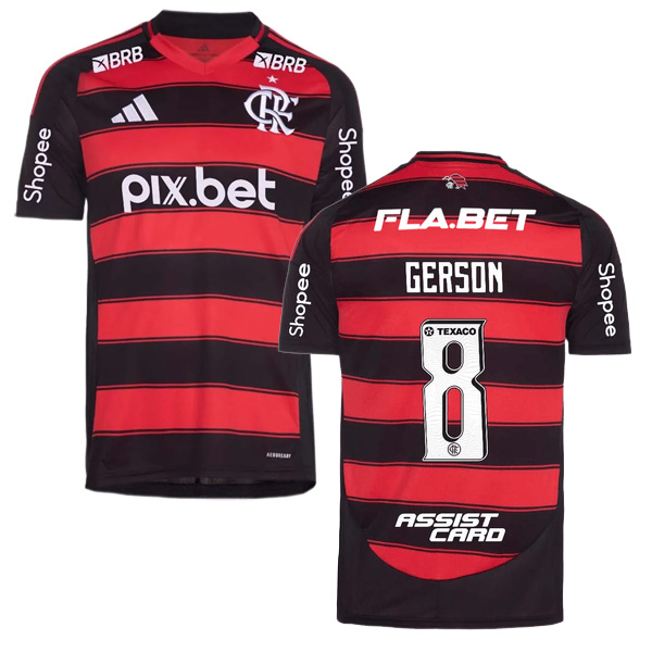 Flamengo Home Gersson 8 Jersey 25-26 (Full Sponsor)