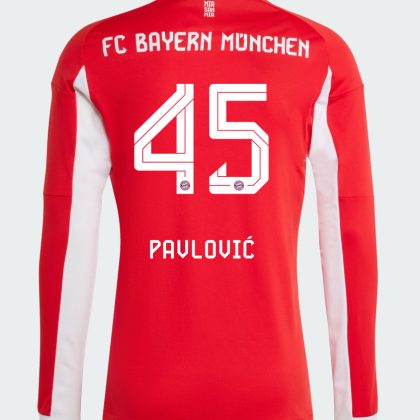 Bayern Munich Home Pavlović 45 Long Sleeve Jersey 25-26