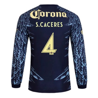 Club América Away S. CACERES 4 Long Sleeve Jersey 25-26