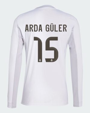 Real Madrid Home Arda Güler 15 Long Sleeve Jersey 25-26