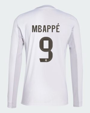 Real Madrid Home Mbappé 9 Long Sleeve Jersey 25-26