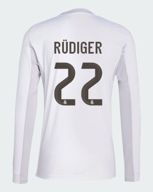 Real Madrid Home Rüdiger 22 Long Sleeve Jersey 25-26