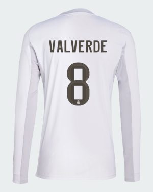 Real Madrid Home Valverde 8 Long Sleeve Jersey 25-26