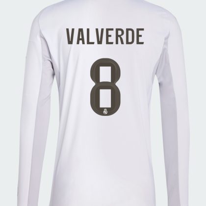 Real Madrid Home Valverde 8 Long Sleeve Jersey 25-26