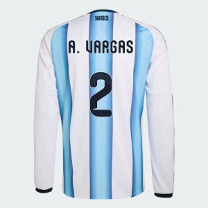 Argentina Home A. VARGAS 2 World Cup Long Sleeve Jersey 2026 (Player Version)