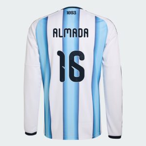 Argentina Home ALMADA 16 World Cup Long Sleeve Jersey 2026 (Player Version)