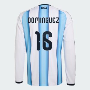 Argentina Home DOMINGUEZ 16 World Cup Long Sleeve Jersey 2026 (Player Version)