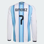 Argentina Home GIMENEZ 7 World Cup Long Sleeve Jersey 2026