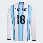 Argentina Home NICO PAZ 18 World Cup Long Sleeve Jersey 2026 (Player Version)