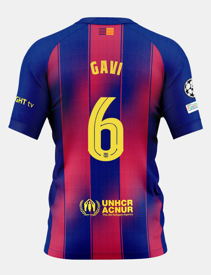 Barcelona Home GAVI 6 Champions League Jersey 25-26