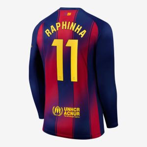 Barcelona Home Long Sleeve RAPHINHA 11 Jersey 25-26