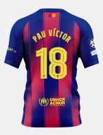 Barcelona Home PAU VÍCTOR 18 Champions League Jersey 25-26