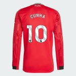 Manchester United Home Long Sleeve CUNHA 10 Jersey 25-26