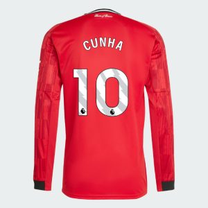 Manchester United Home Long Sleeve CUNHA 10 Jersey 25-26
